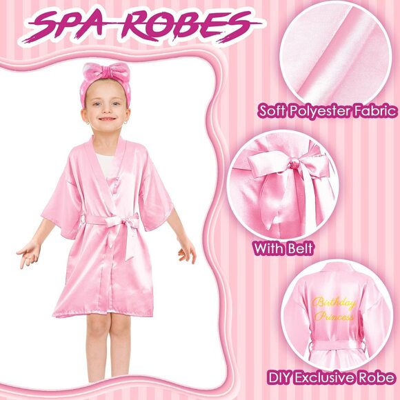 5084 36 Pcs Spa Party Supplies for Girls 12 Kimono Robe V Neck Bathrobe 12 main image 4